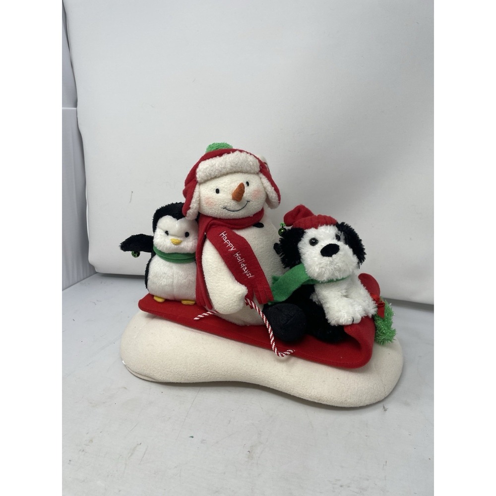 Hallmark Sleigh Ride Jingle Pals‎ Plush Snowman Penguin Dog Animated Sings 2007
